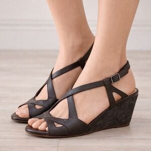 Coclico Brown Leather Wedge‎ Sandals
